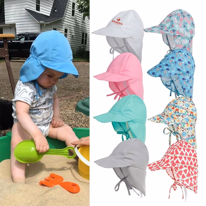 Toddler Beach Bucket Caps W/ Neck Flap
