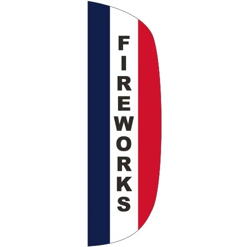 "FIREWORKS" 3' x 10' Message Flutter Flag 1