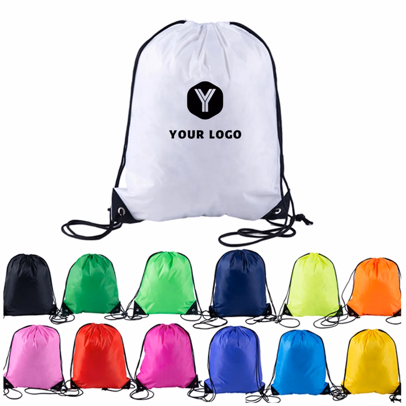 Everyday Waterproof Drawstring Backpack with Logo Space