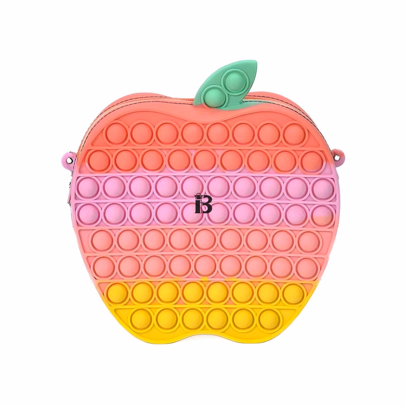 Apple Shape Silicone Fidget Popper Pop Purse Bag