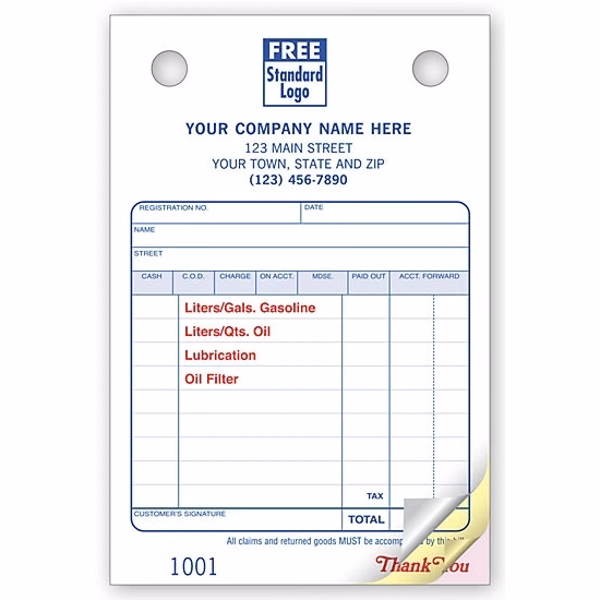 Service Station Register Forms, Small Classic