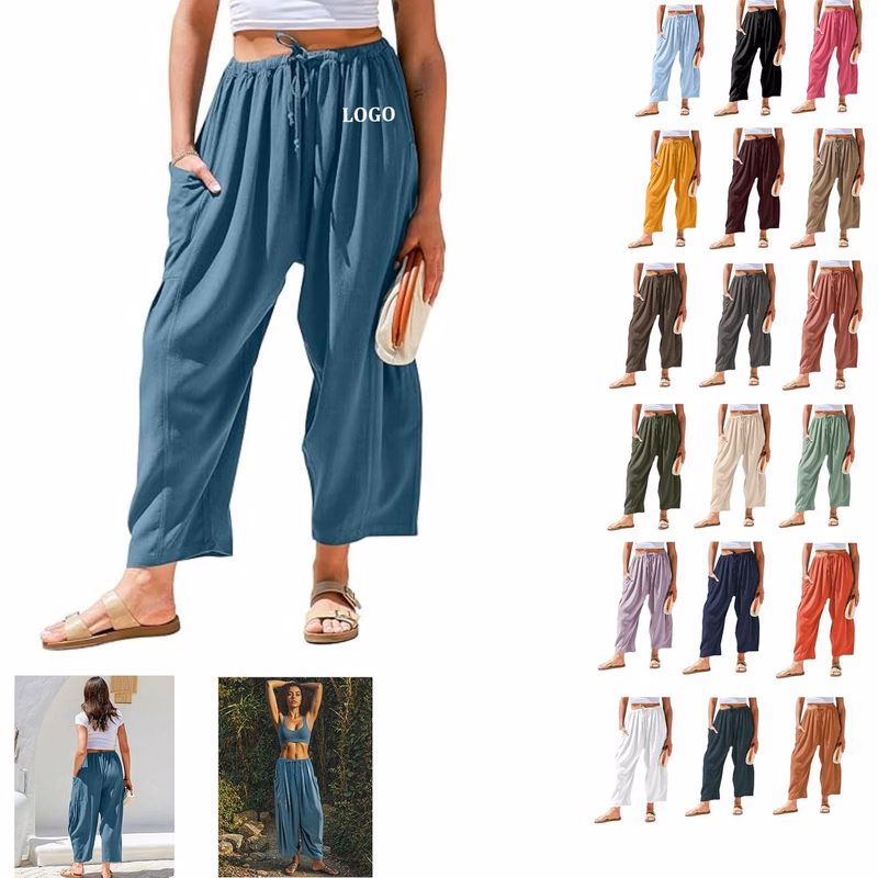 Women Linen Wide Leg Pants