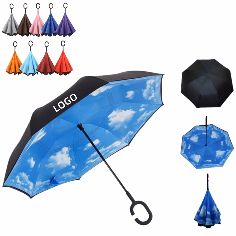 Large Double Canopy Windproof Reverse Umbrella