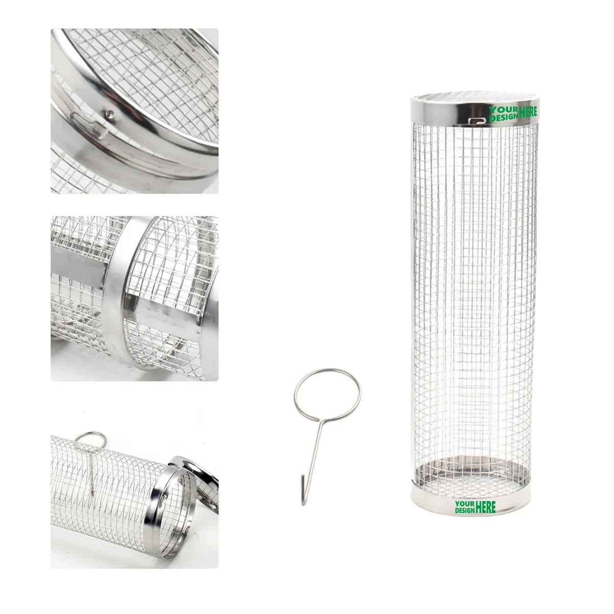 MOQ50 Outdoor Rolling BBQ Basket 304 Stainless Steel 1