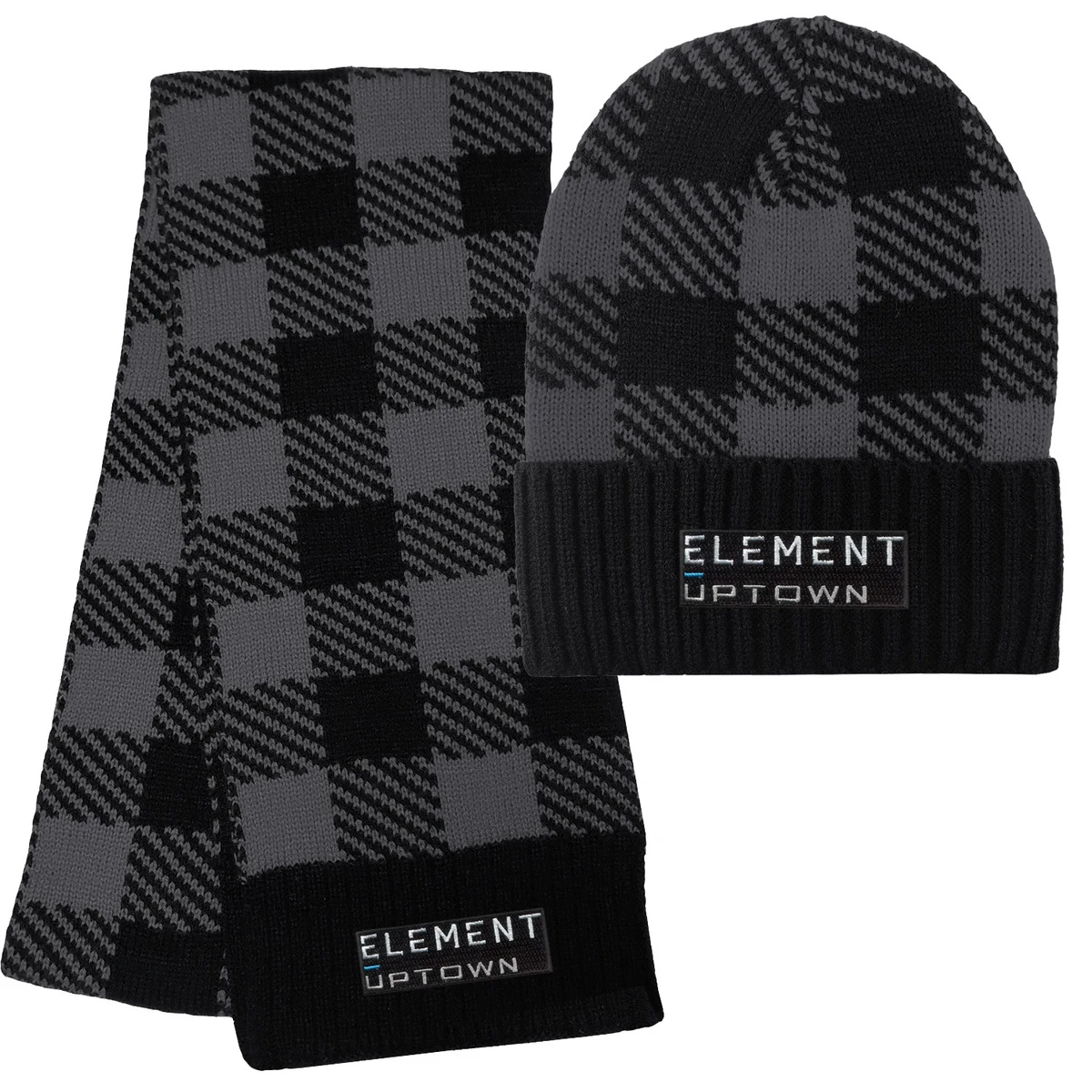Buffalo Plaid Knit Cap & Fashion Knit Scarf Combo 1