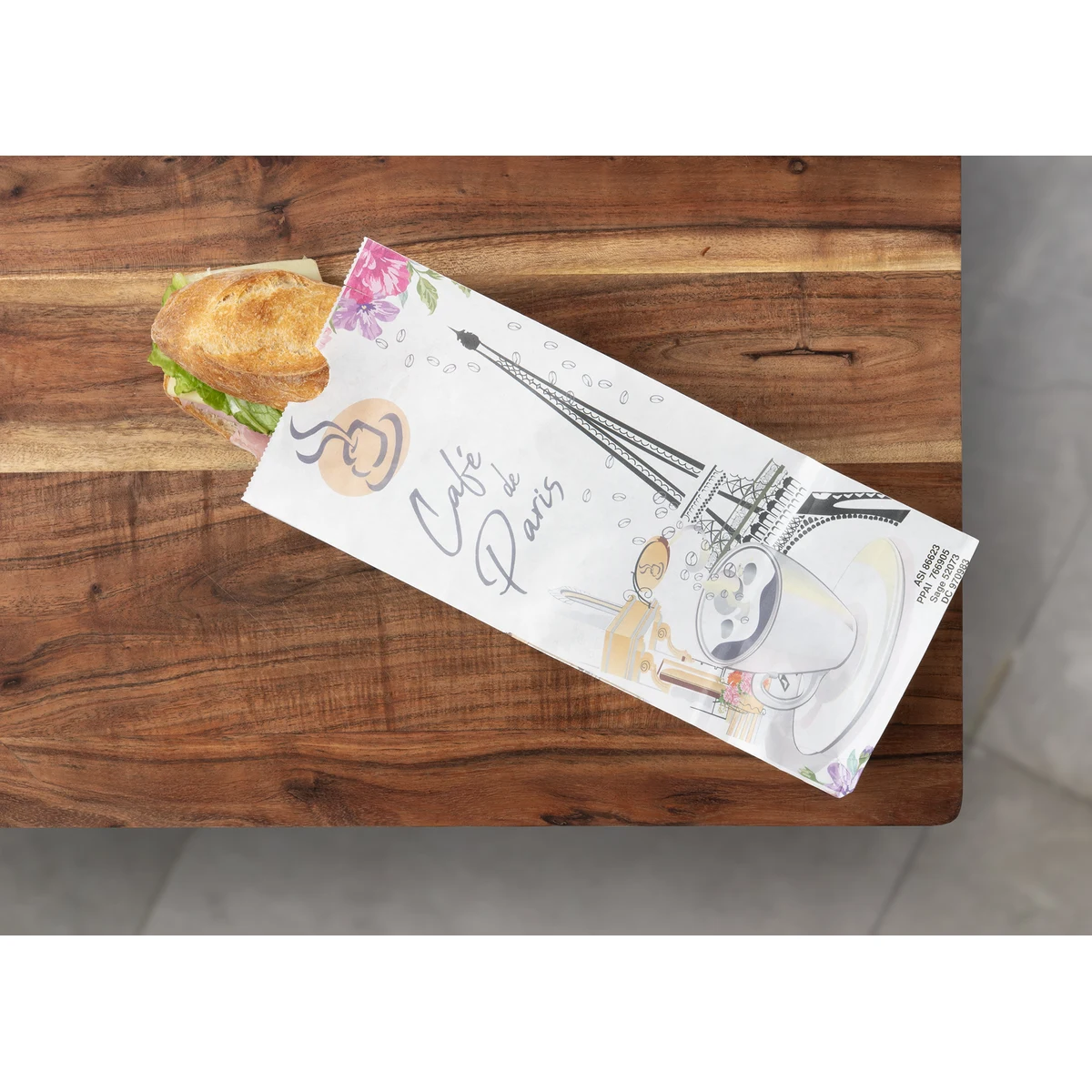 SOS #4L Multi-Sided Full Color Food Safe Paper Bags (5" x 12" x 3.125") 1