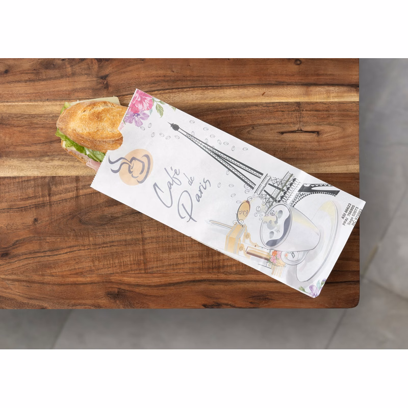 SOS #4L Multi-Sided Full Color Food Safe Paper Bags (5" x 12" x 3.125")