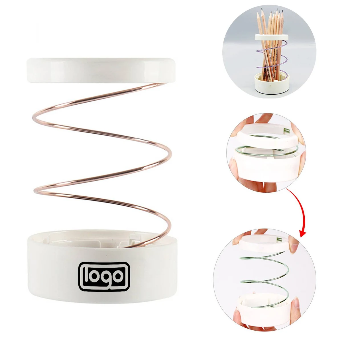 Scalable Spring Steel Wire Pen Storage Cup 1