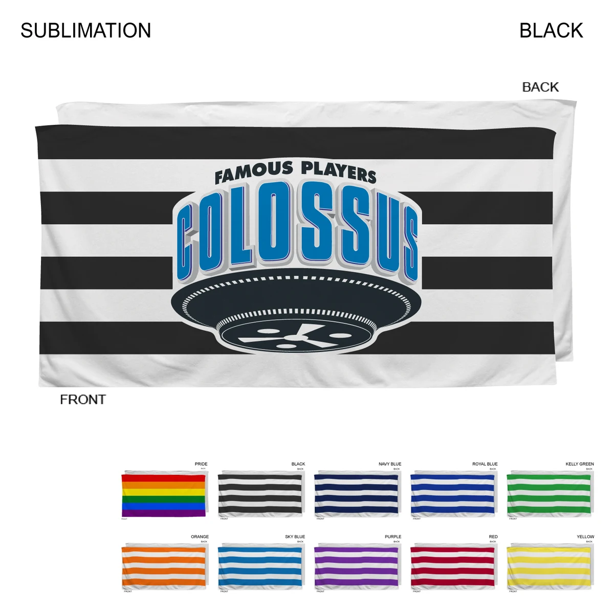 Cabana Stripe Sublimated, Heavier Weight, Plush Velour Terry Cotton Blend Beach Towel, 30x60 1