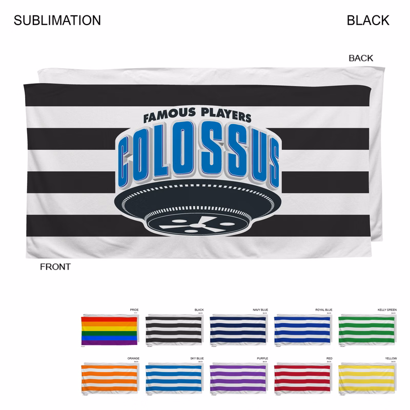 Cabana Stripe Sublimated, Heavier Weight, Plush Velour Terry Cotton Blend Beach Towel, 30x60
