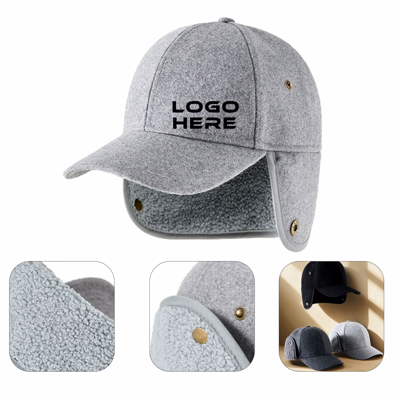 Wool Blend Winter Baseball Cap with Ear Flaps