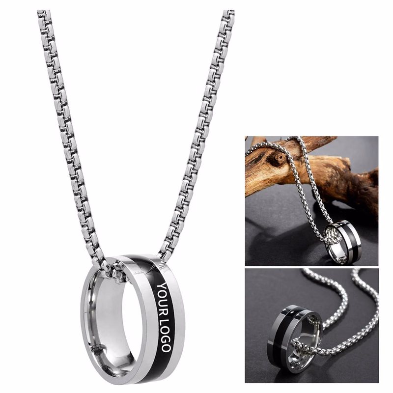 Metal Ring Pendant Necklace with Adjustable Chain