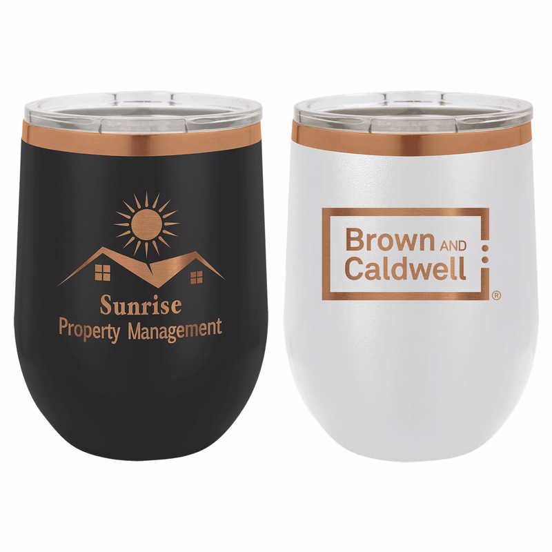 Polar Camel 12 Oz. ION-Plated Rose Gold Stemless Wine Tumbler