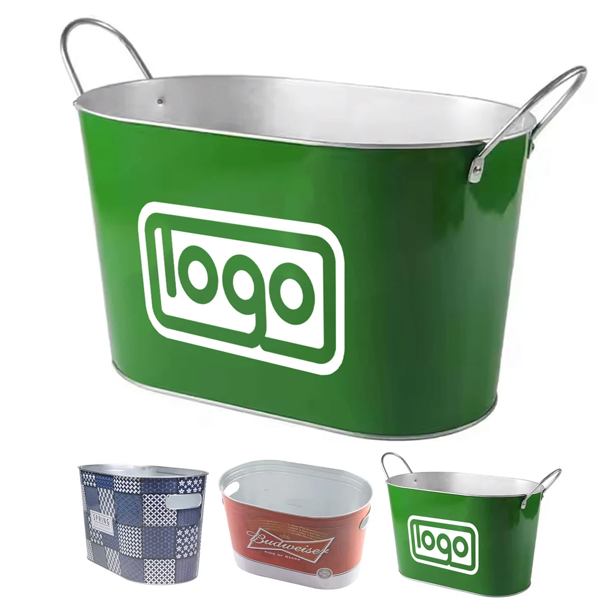 15L Oval Metal Ice Bucket w/ Handle 1