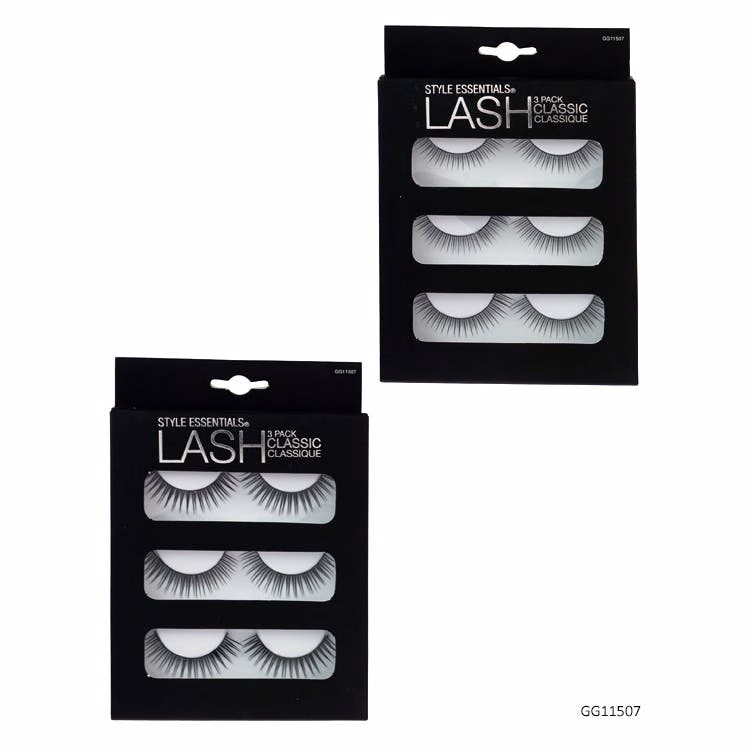 Classic Fake Eyelashes - 3-Pack Black 2 Styles