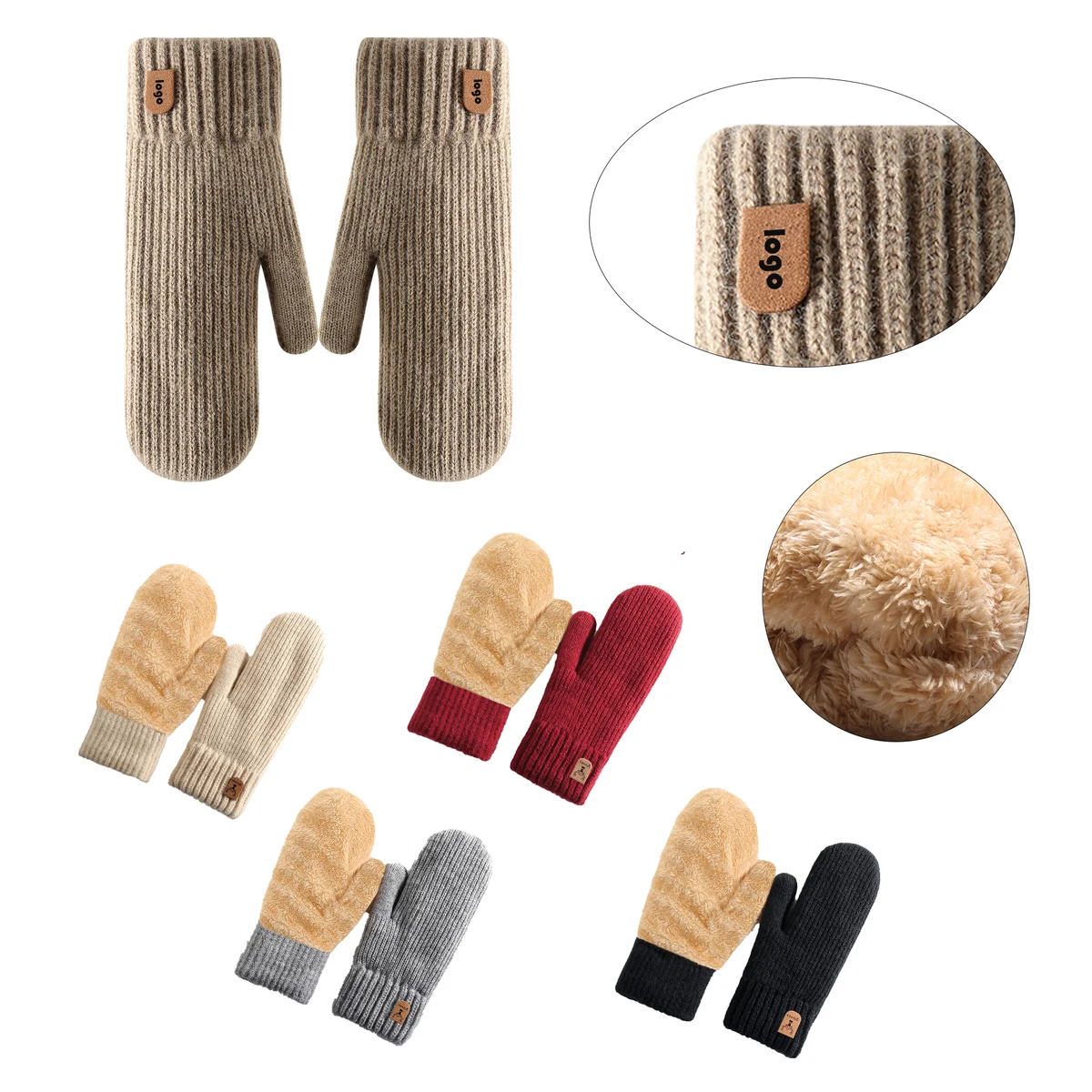 Fleece-lined Double-knitted Thermal Gloves 1