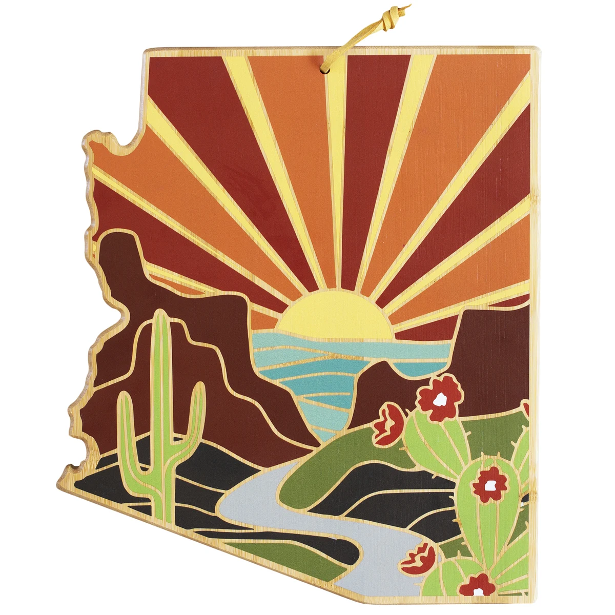 Arizona State Shaped Cutting and Serving Board with Artwork by Summer Stokes 1