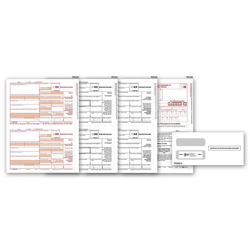 1099 INT Income Set & Envelope Kit, 4-part - 50 sets/pk 1