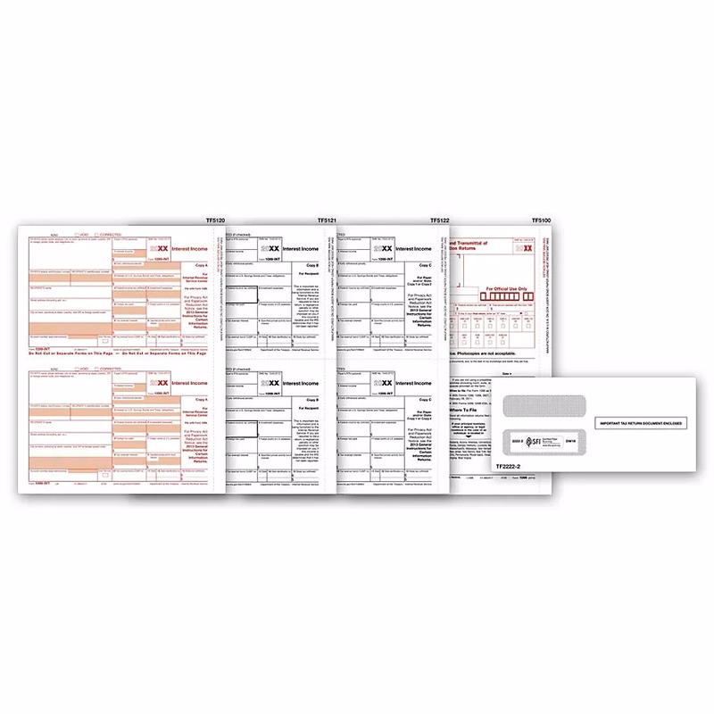 1099 INT Income Set & Envelope Kit, 4-part - 50 sets/pk