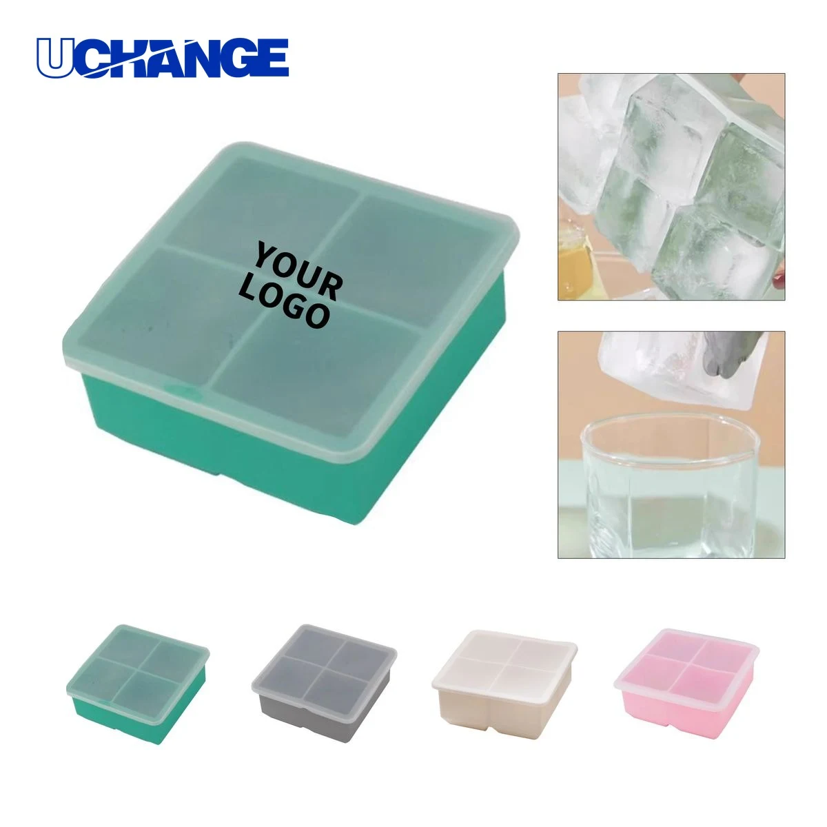 Silicone Large Ice Cube Tray with Lid 1