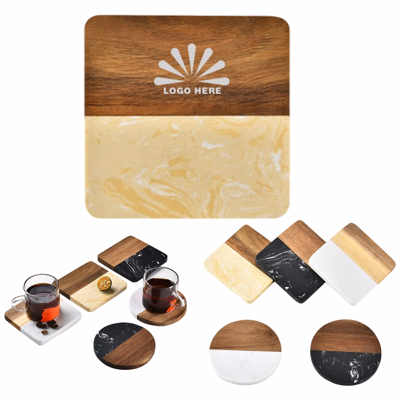 Marble And Acacia Wooden Coaster