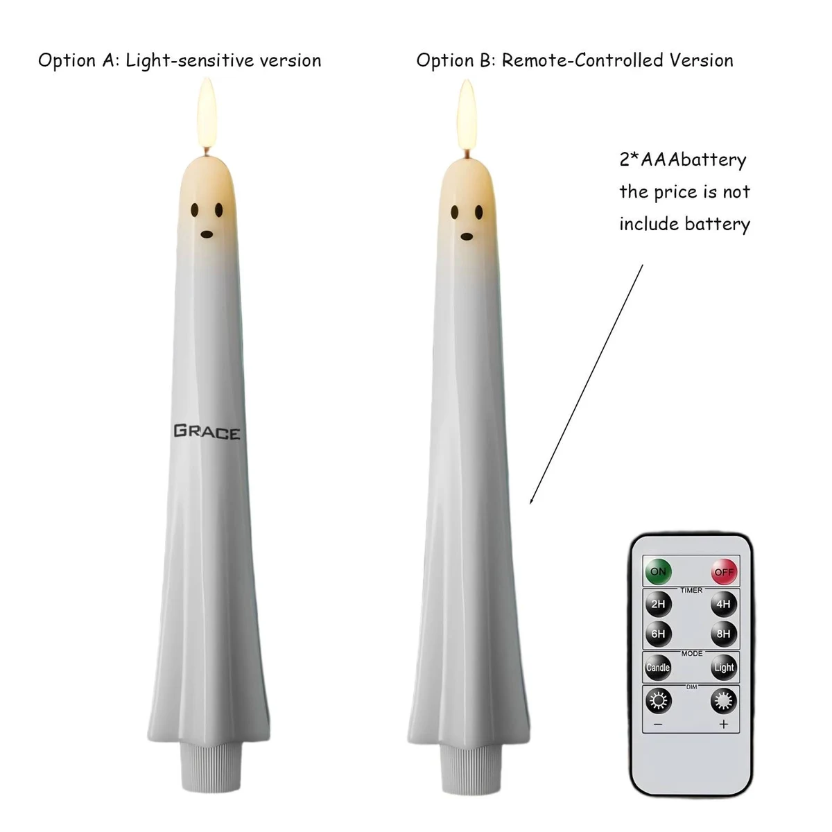2-Piece Halloween Ghost Flameless Candle 1