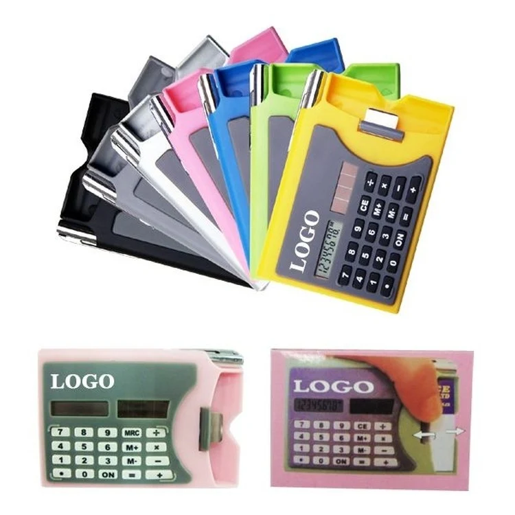 Card Case Multifunction Solar Pocket-Calculator with Pen, custom calculator with logo imprint 1