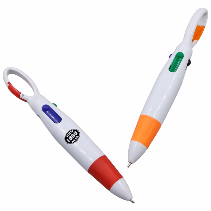 Multi-Colored Pen with Carabiner Clip