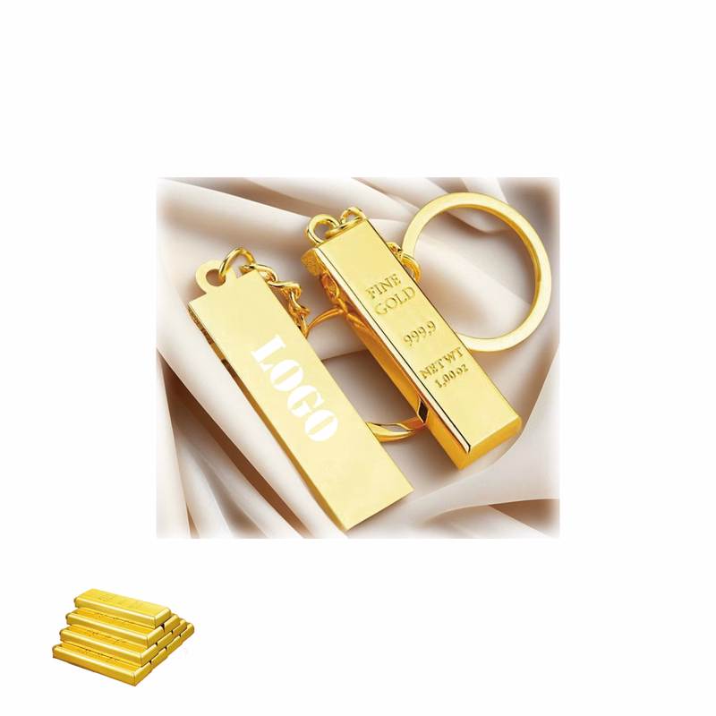 Custom Miniature Gold Bar Shaped Keychain