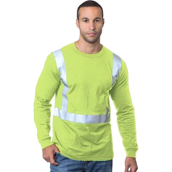 Hi-Vis 100% Cotton L/S Crew Tee 1