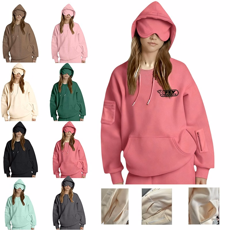 Polyester Unisex Hoodie With Eye Mask