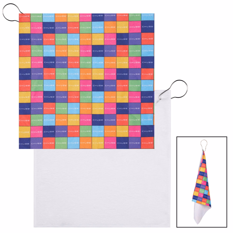 300 gsm Recycled RPET Golf Towel w/ Full Color Dye Sublimation