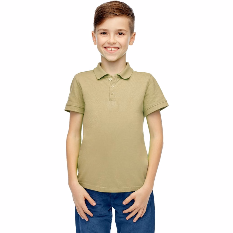 Boys' Uniform Polo Shirts - Khaki Short Sleeve Size 16-20