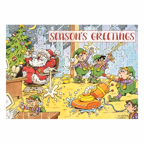 Clean Up Crew Humorous Holiday Greeting Card