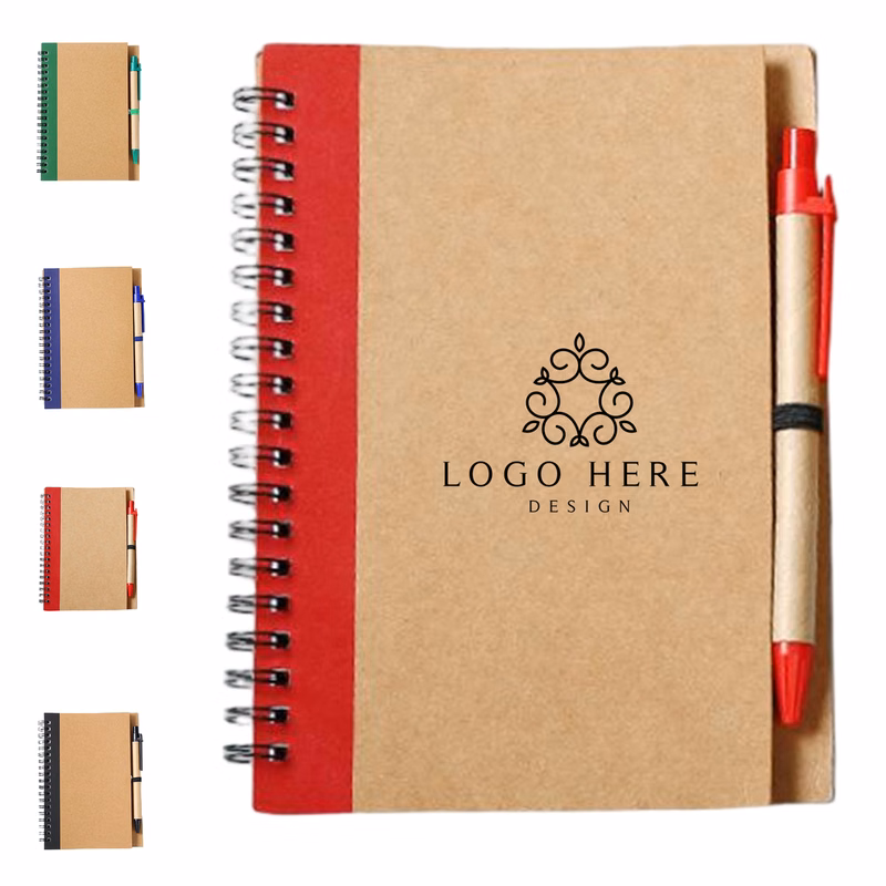 Spiral Kraft Notebook with Pen Holder
