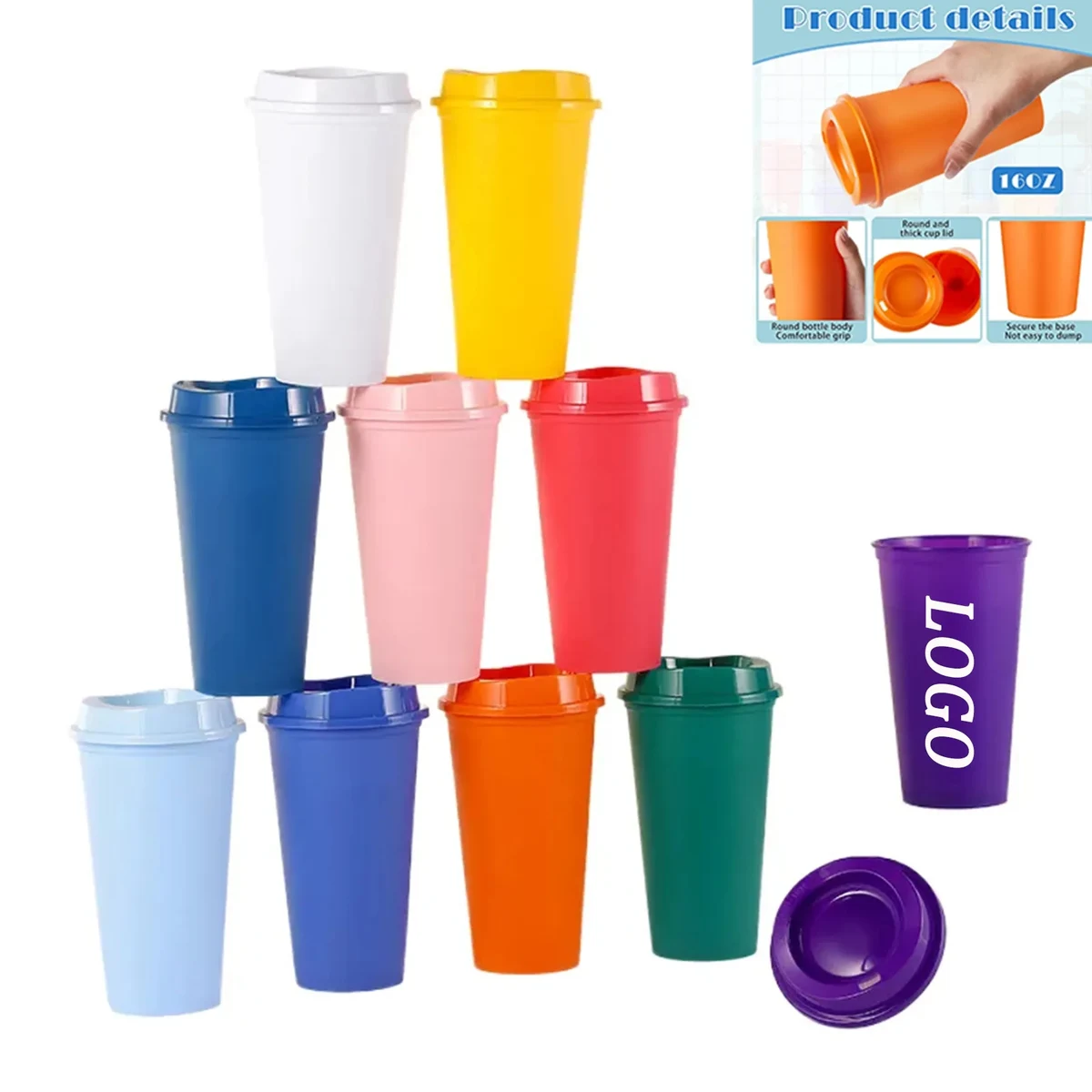 Beverage Mug Reusable 16 OZ With Lid 1