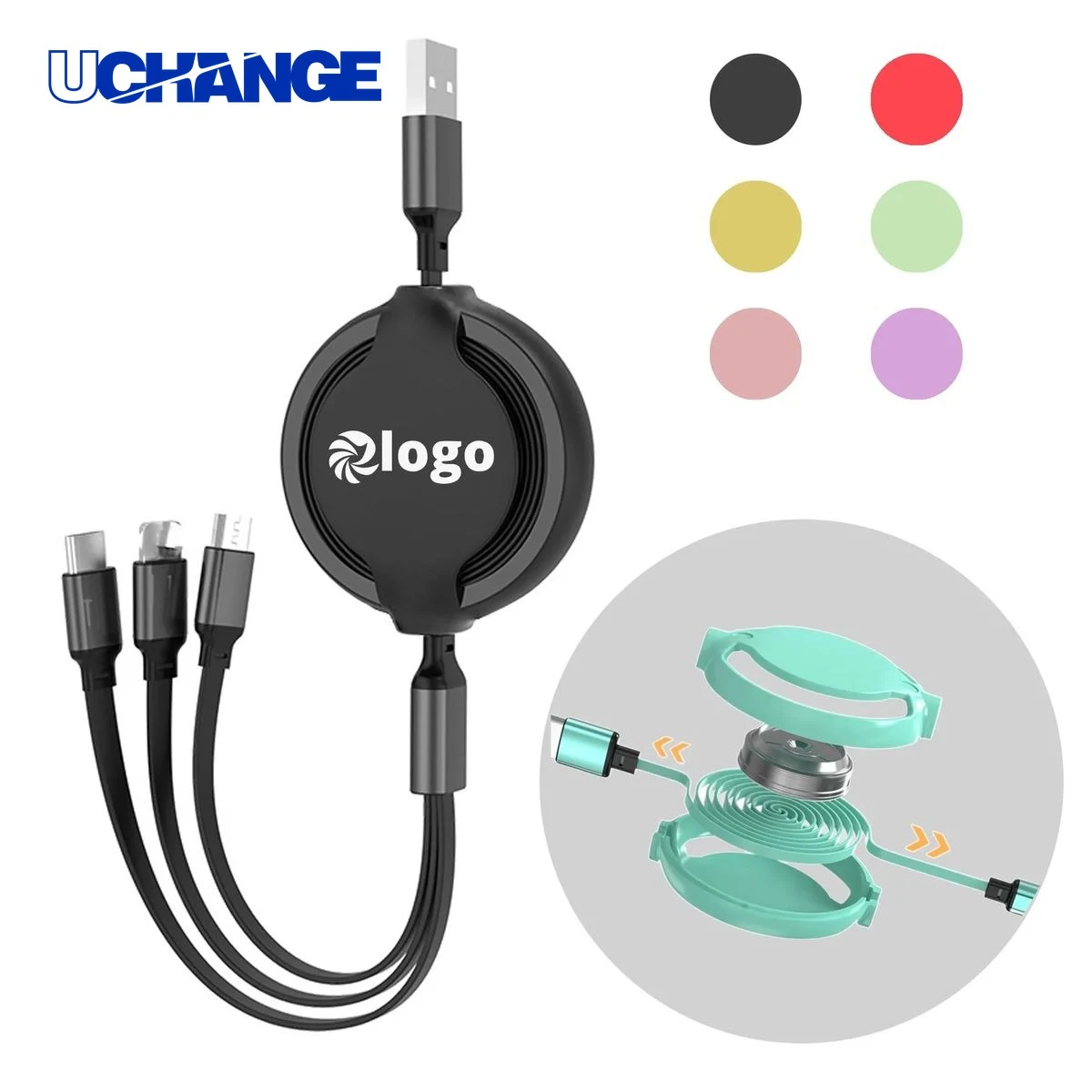 Retractable Three In One Fast Charging Cable 1