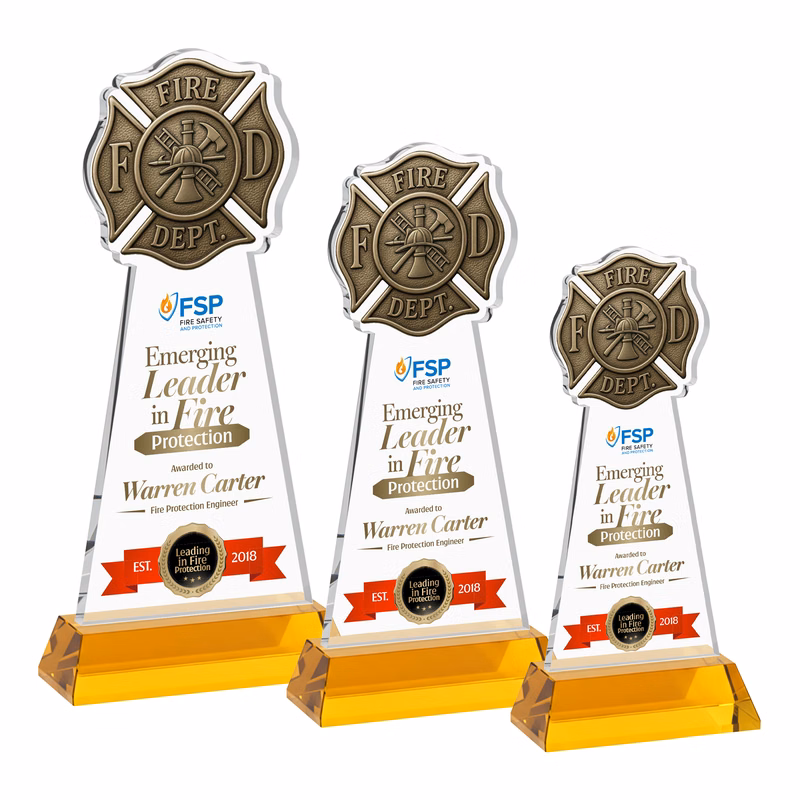 Fire Dept VividPrint™ Award on Hartford Base - Amber