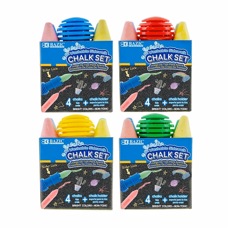 Sidewalk Chalk with Holder - 4 Pack Assorted