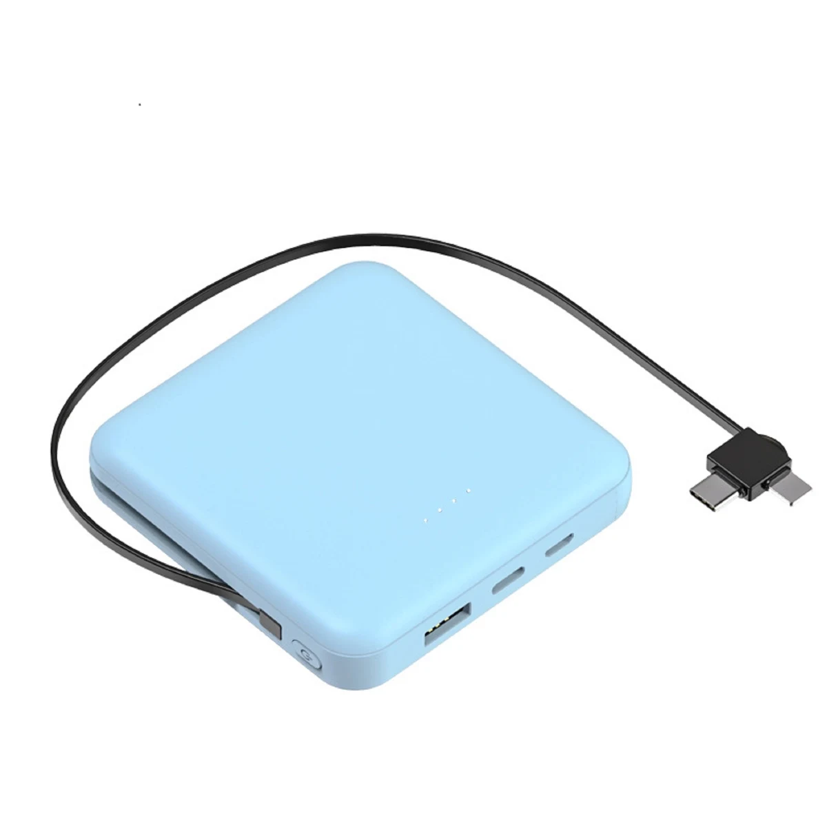Square 10000 mAh Power Bank with Built in Cable 1