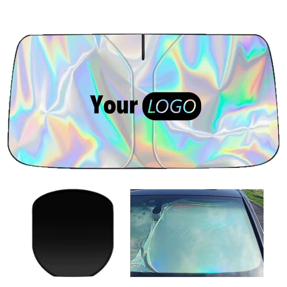 Iridescent Holographic Car Windshield Sunshade 1