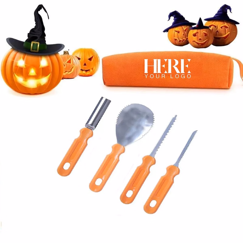 4pcs Professional Pumpkin Carving Tool Kit with Handbag