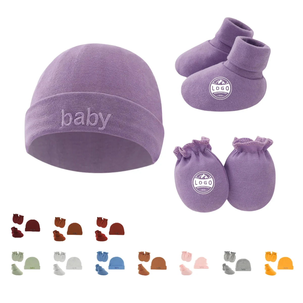 Double Layer Cotton Anti-Scratch Baby Cap Set 1