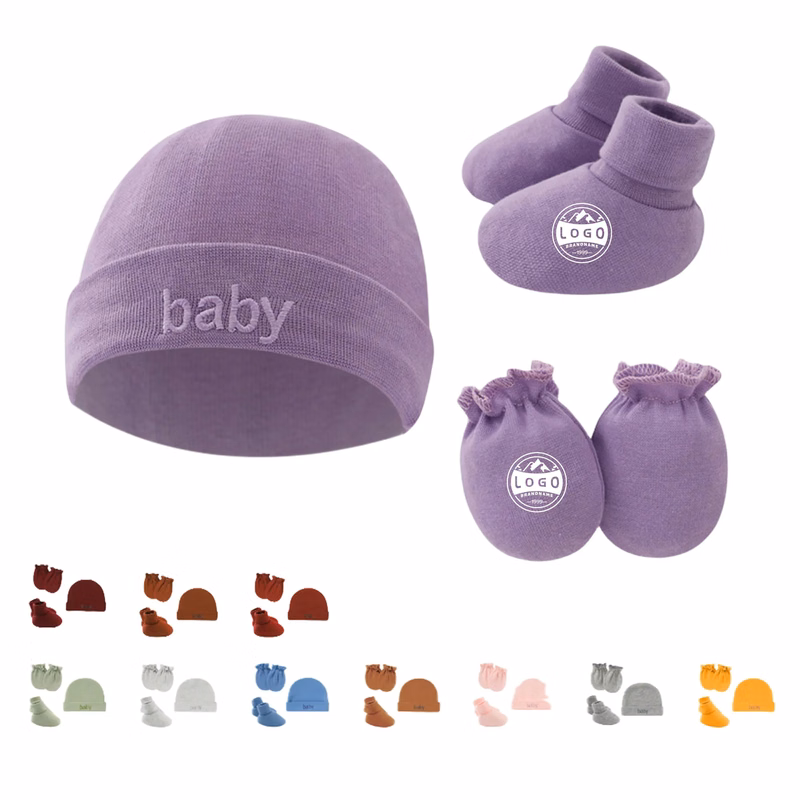 Double Layer Cotton Anti-Scratch Baby Cap Set