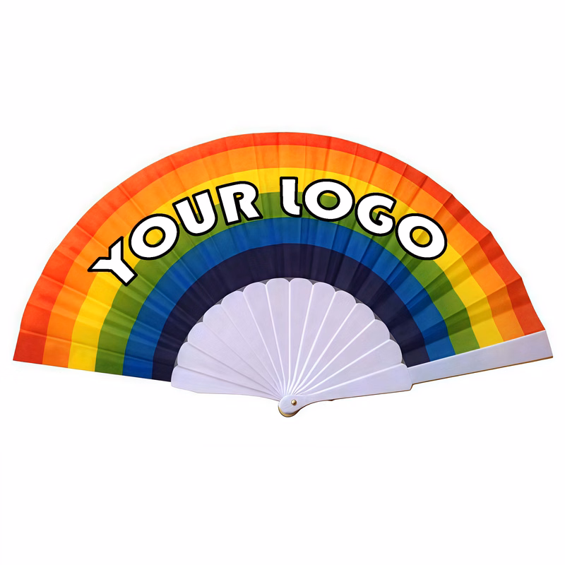 Colorful Rainbow Foldable Fan with Logo Customization