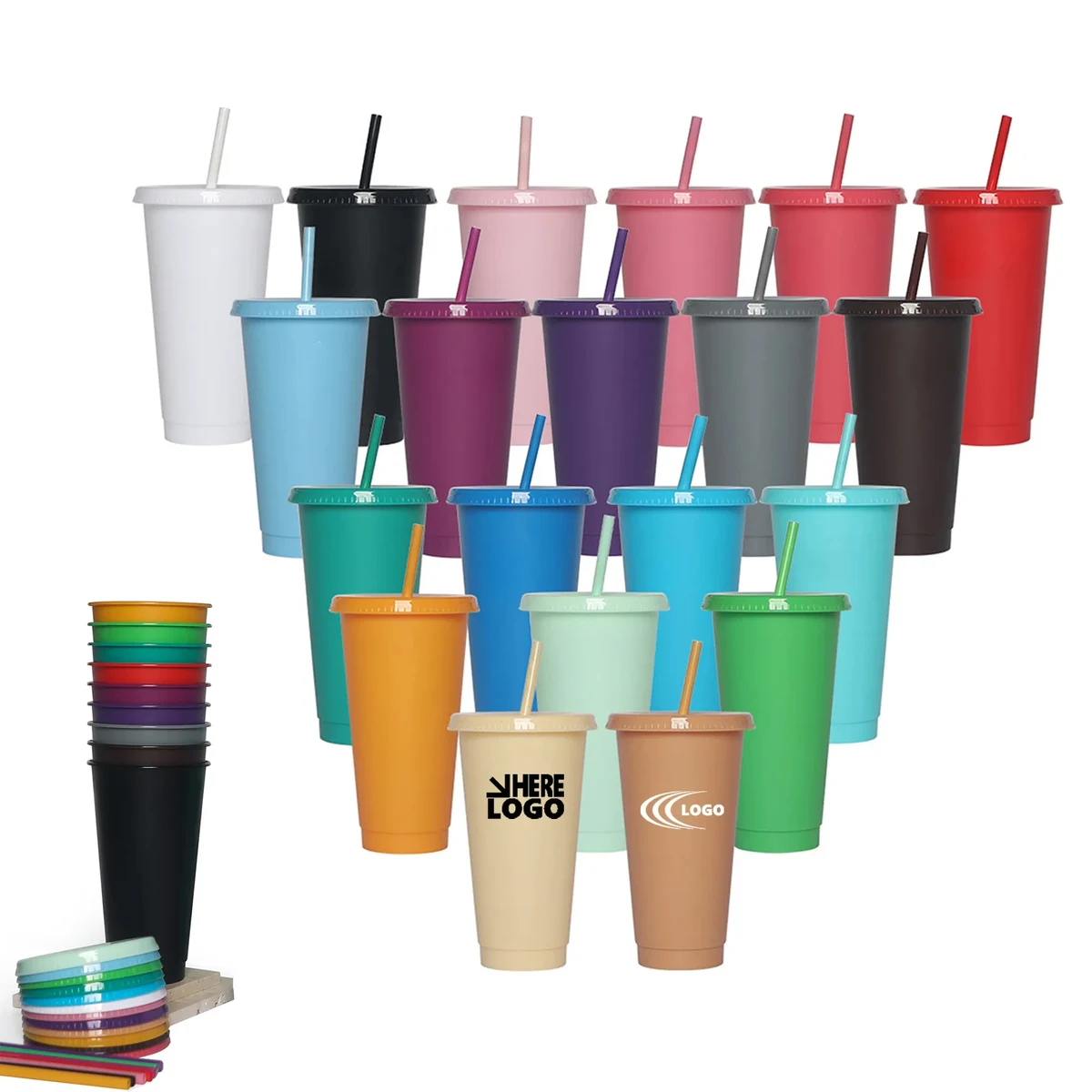 24oz PP Sports Stadium Straw Drinking Cup 1