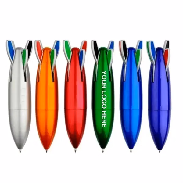 Custom Rocket-Shaped 4-Color Ballpoint Pen With ABS Body — Corporate Writing Giveaway