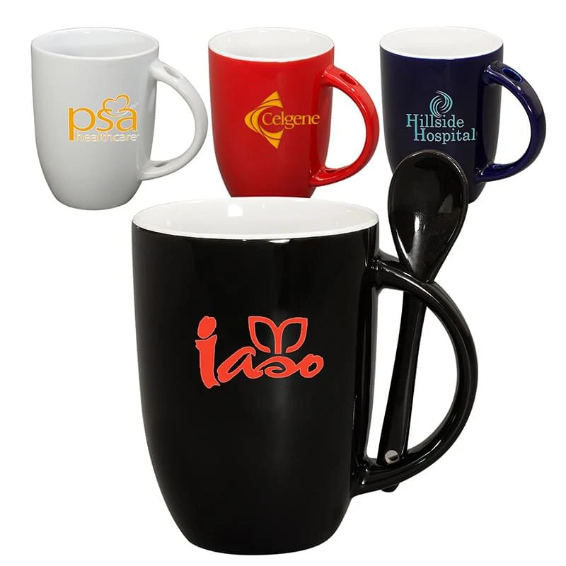 12 oz. Dapper Ceramic Mug with Spoon 1
