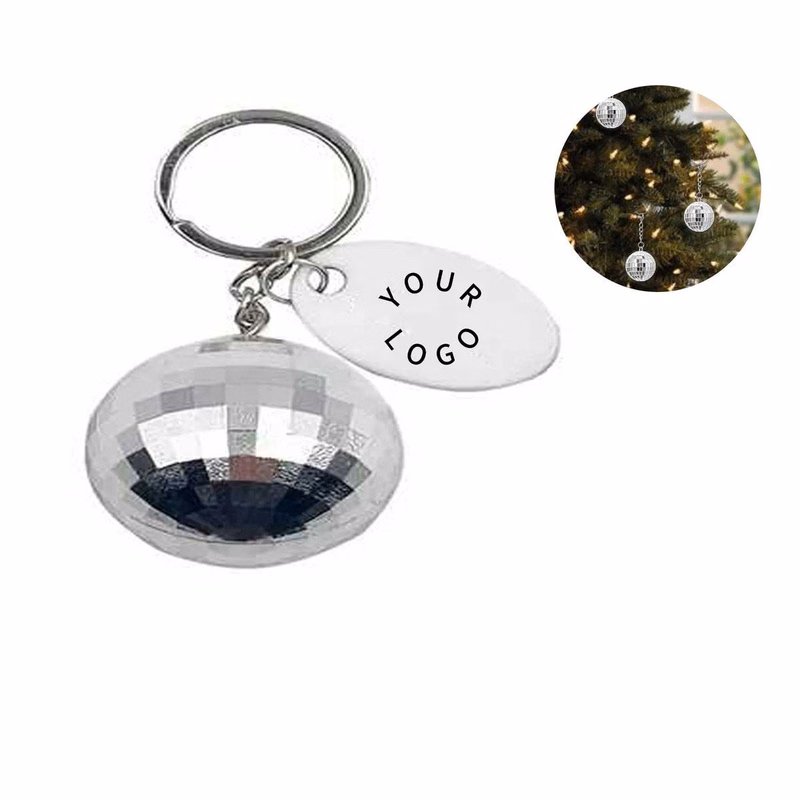 Sparkling Disco Ball Keychain with Customizable Tag