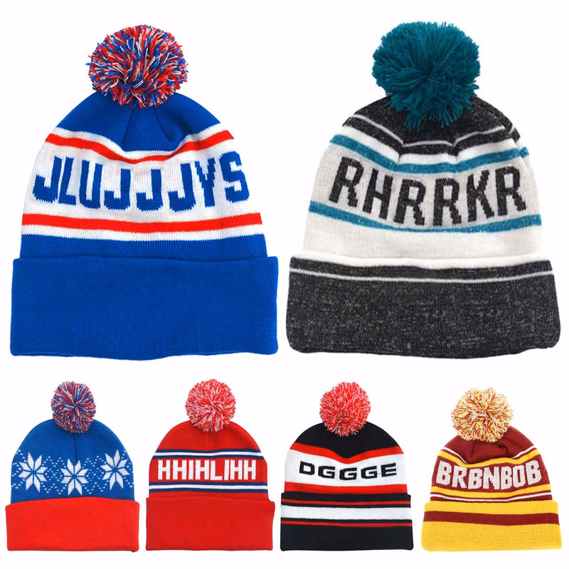 Winter Knitted Acrylic Beanie With Pom